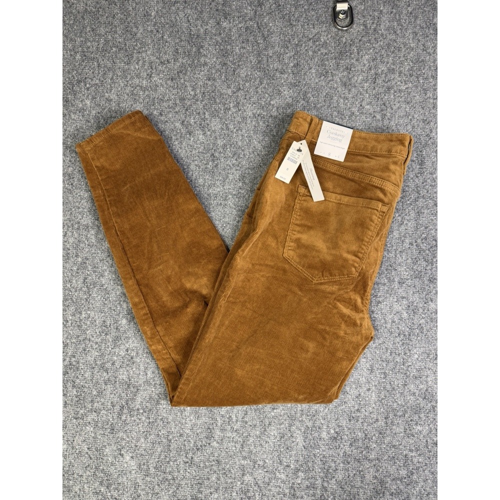 Women's Talbots Corduroy Jeggings Size 8 New Brown High-Waist Ankle Skinny Leg